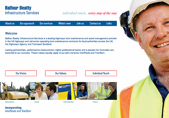 Balfour Beatty Infrastructure Services web pages